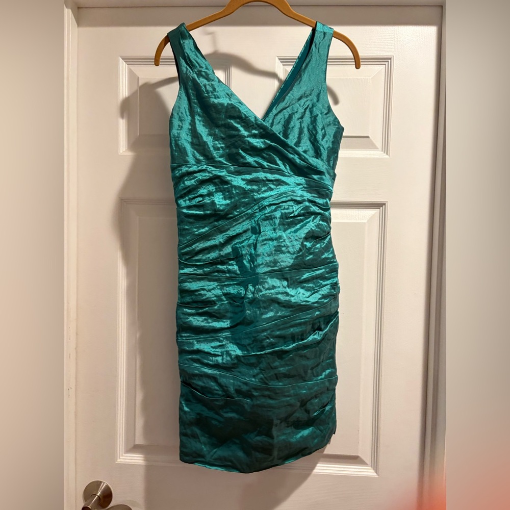 Nicole Miller Shimmering Teal Mini Dress